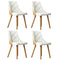 4x Wooden Dining Chairs Faux Leather Padded White