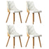 4x Wooden Dining Chairs Faux Leather Padded White