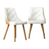 4x Wooden Dining Chairs Faux Leather Padded White