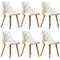 6x Wooden Dining Chairs Faux Leather Padded White