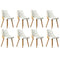 8x Wooden Dining Chairs Faux Leather Padded White