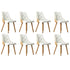 8x Wooden Dining Chairs Faux Leather Padded White