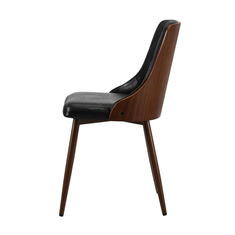 Oikiture Dining Chairs Cafe Seat Retro PU Leather x4 Black