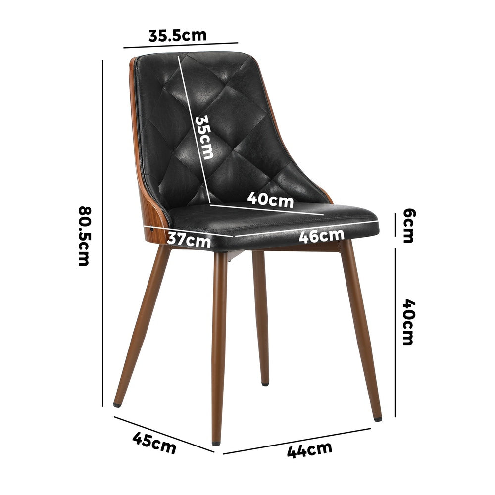 Oikiture Dining Chairs Cafe Seat Retro PU Leather x6 Black