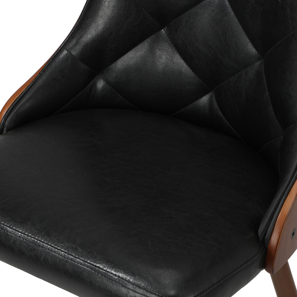 Oikiture Dining Chairs Cafe Seat Retro PU Leather x6 Black