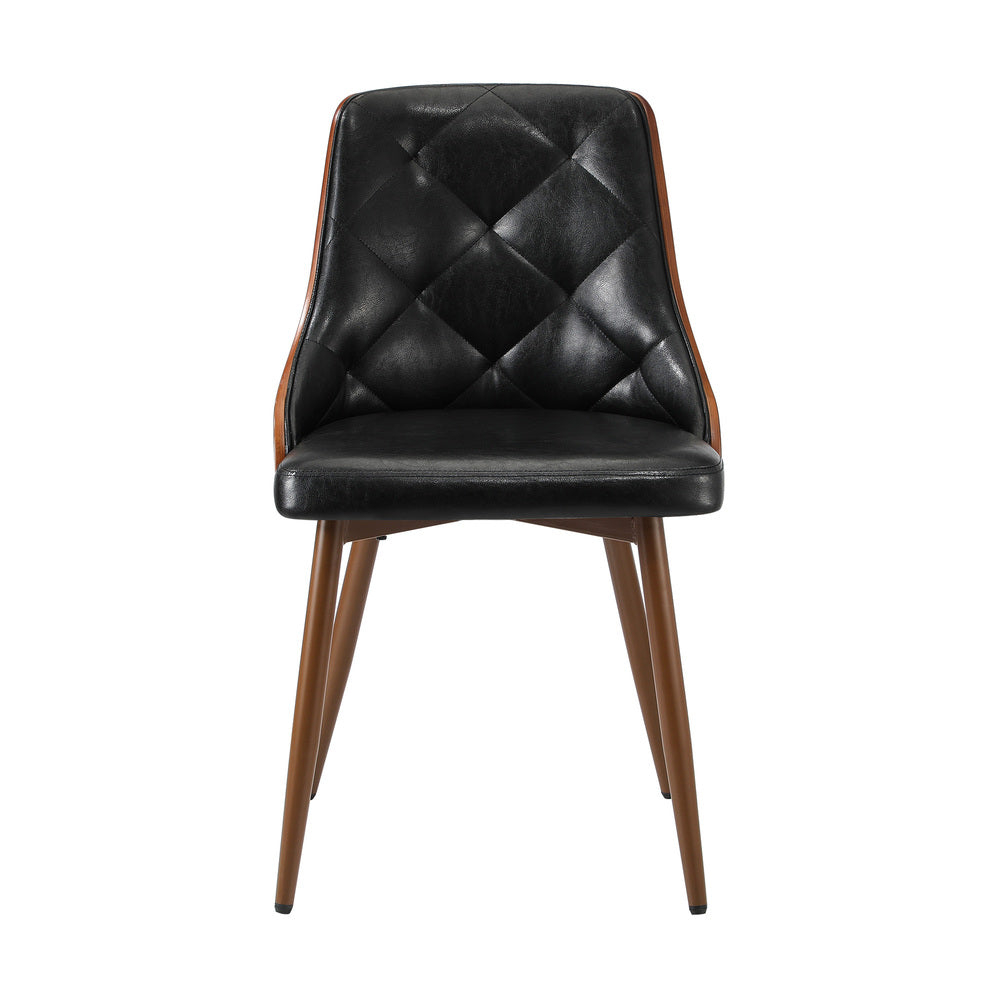 Oikiture Dining Chairs Cafe Seat Retro PU Leather x8 Black