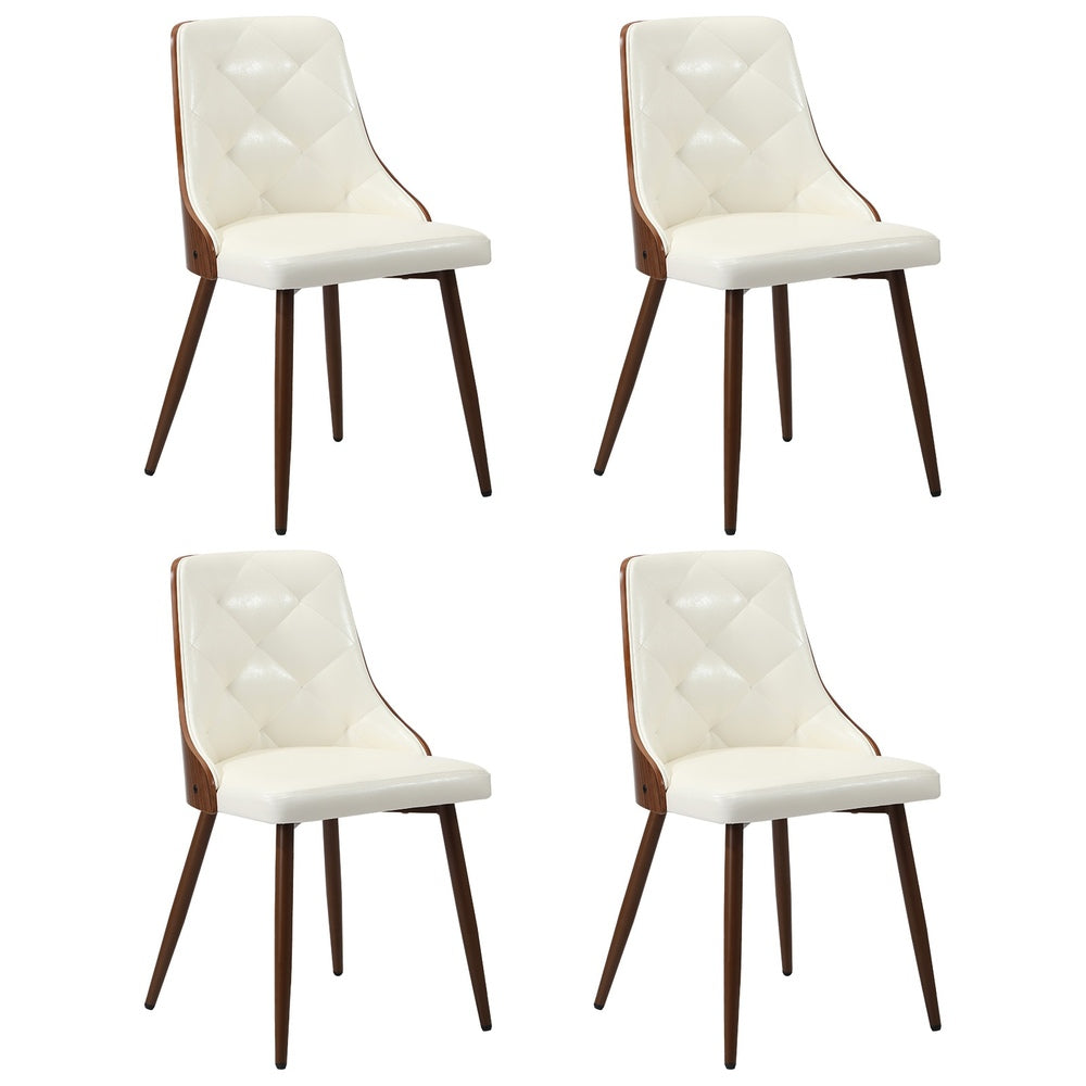 Oikiture Dining Chairs Kitchen Lounge PU Leather x4 White