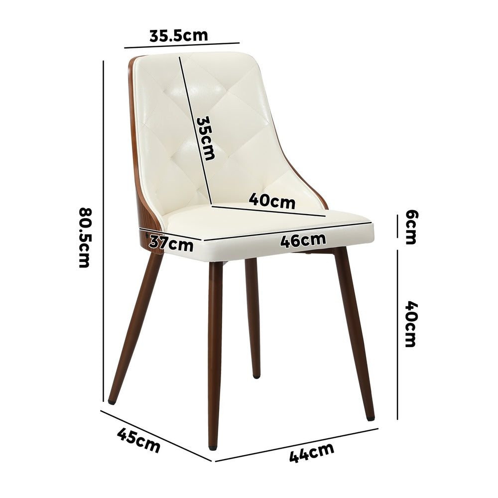 Oikiture Dining Chairs Kitchen Lounge PU Leather x8 White