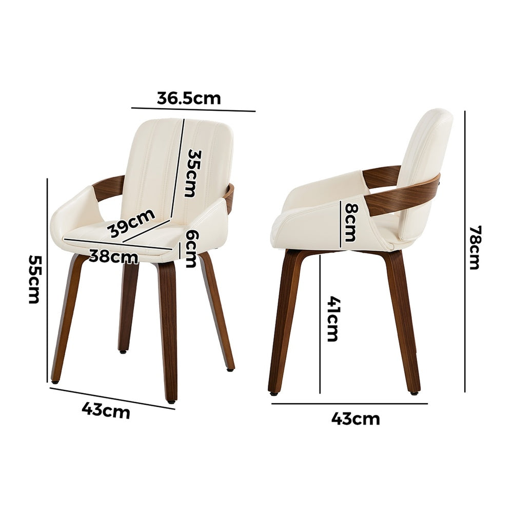 Oikiture 4x Bentwood Dining Chairs PU Leather Beige