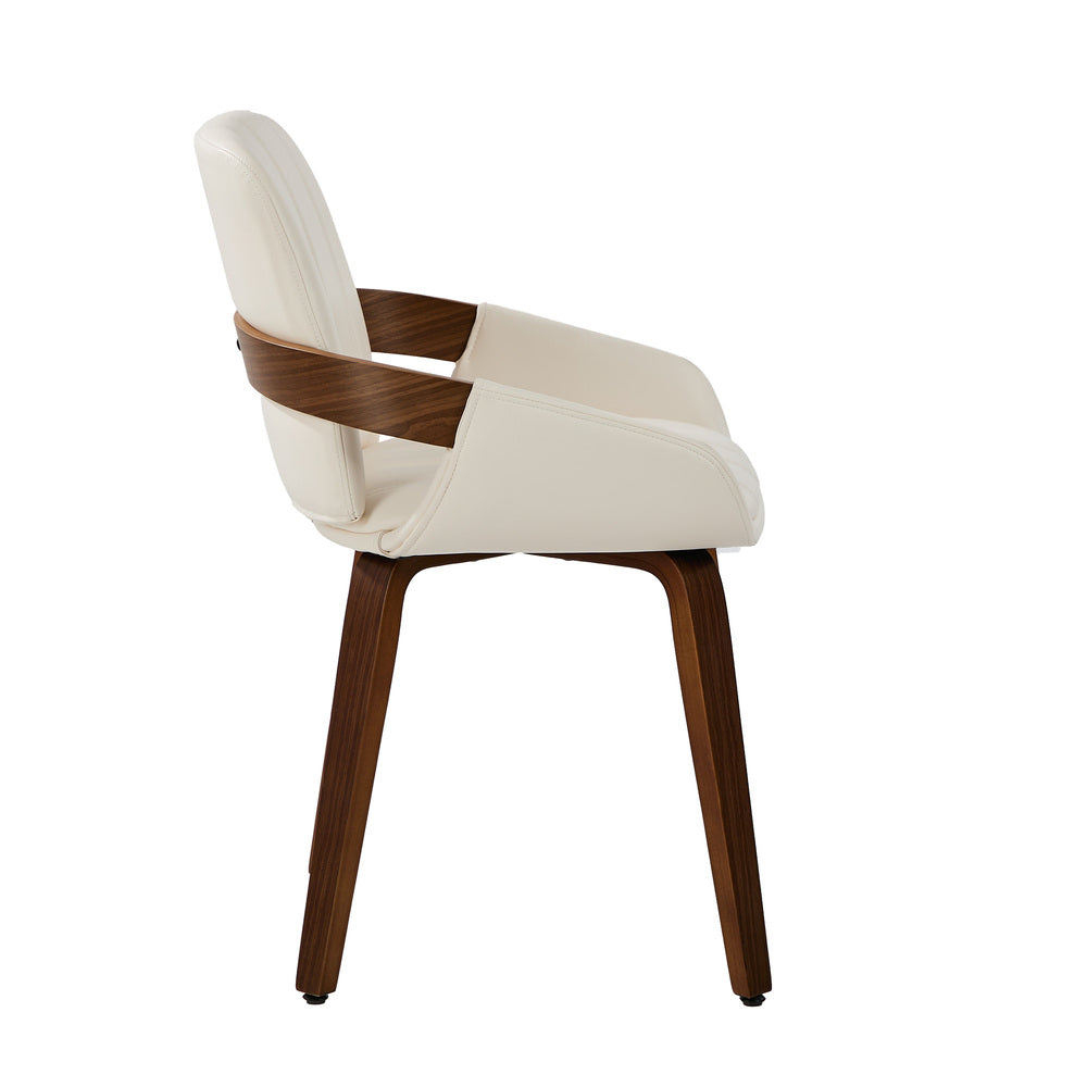 Oikiture 4x Bentwood Dining Chairs PU Leather Beige