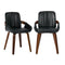 Oikiture 2x Dining Bentwood Chairs PU Leather Kitchen Black