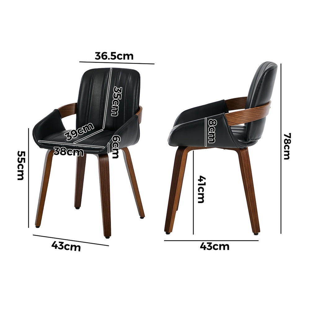 Oikiture 6x Bentwood Dining Chairs PU Leather Black