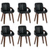 Oikiture 6x Bentwood Dining Chairs PU Leather Black