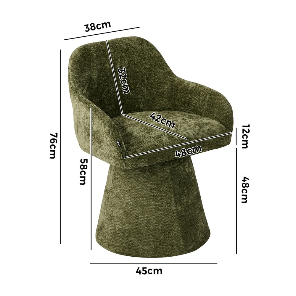 Chenille Swivel Dining Chair – 360° Rotating Seat, Tufted Design, Green