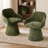 Oikiture 2x Dining Chair Swivel Armchair Lounge Chairs Chenille Green