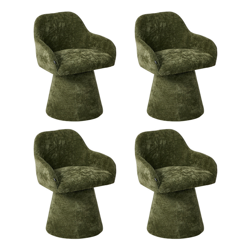 4x Dining Chair Swivel Armchair Lounge Chairs Chenille Green