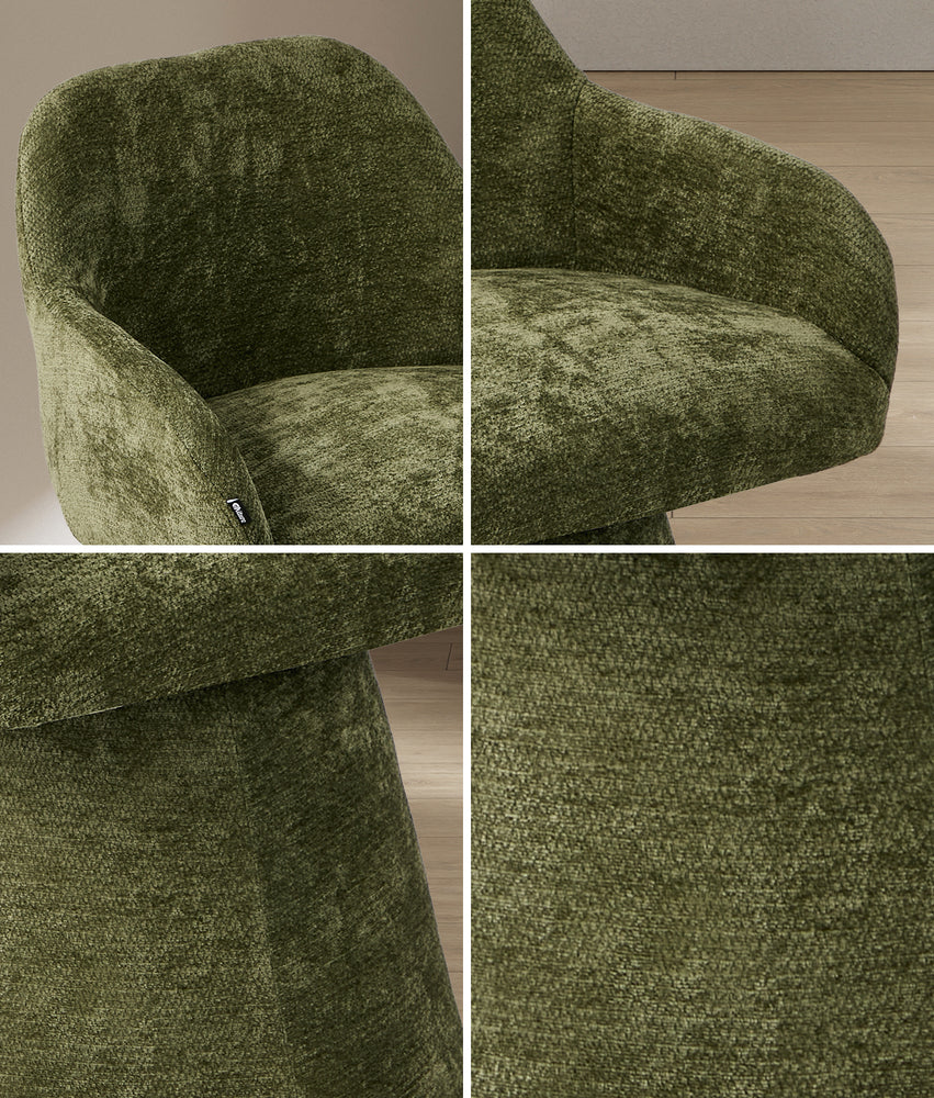 4x Dining Chair Swivel Armchair Lounge Chairs Chenille Green