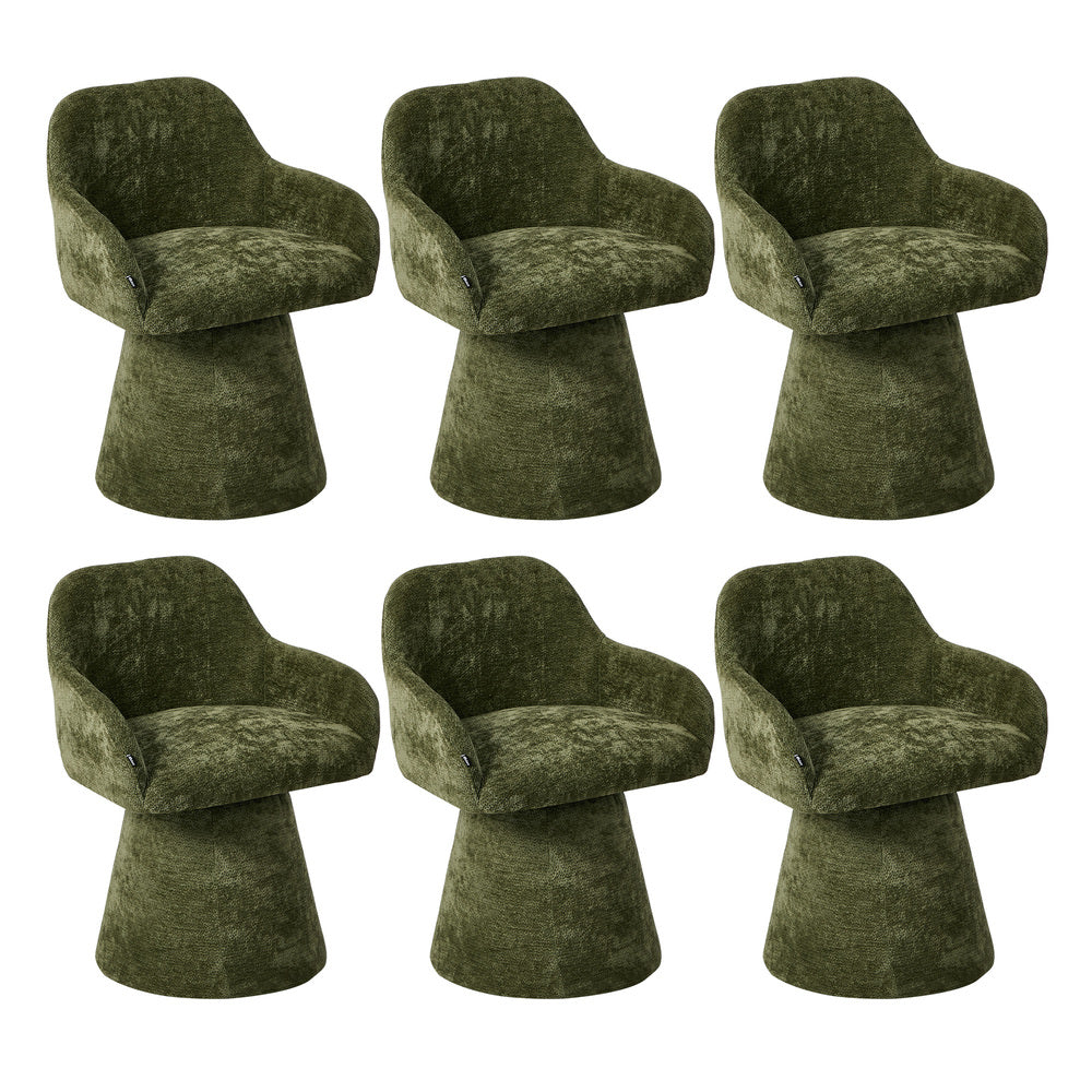 6x Dining Chair Swivel Armchair Lounge Chairs Chenille Green
