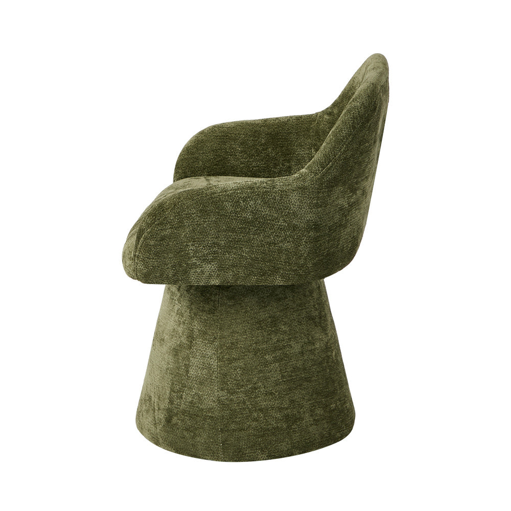 Chenille Swivel Dining Chair – 360° Rotating Seat, Tufted Design, Green