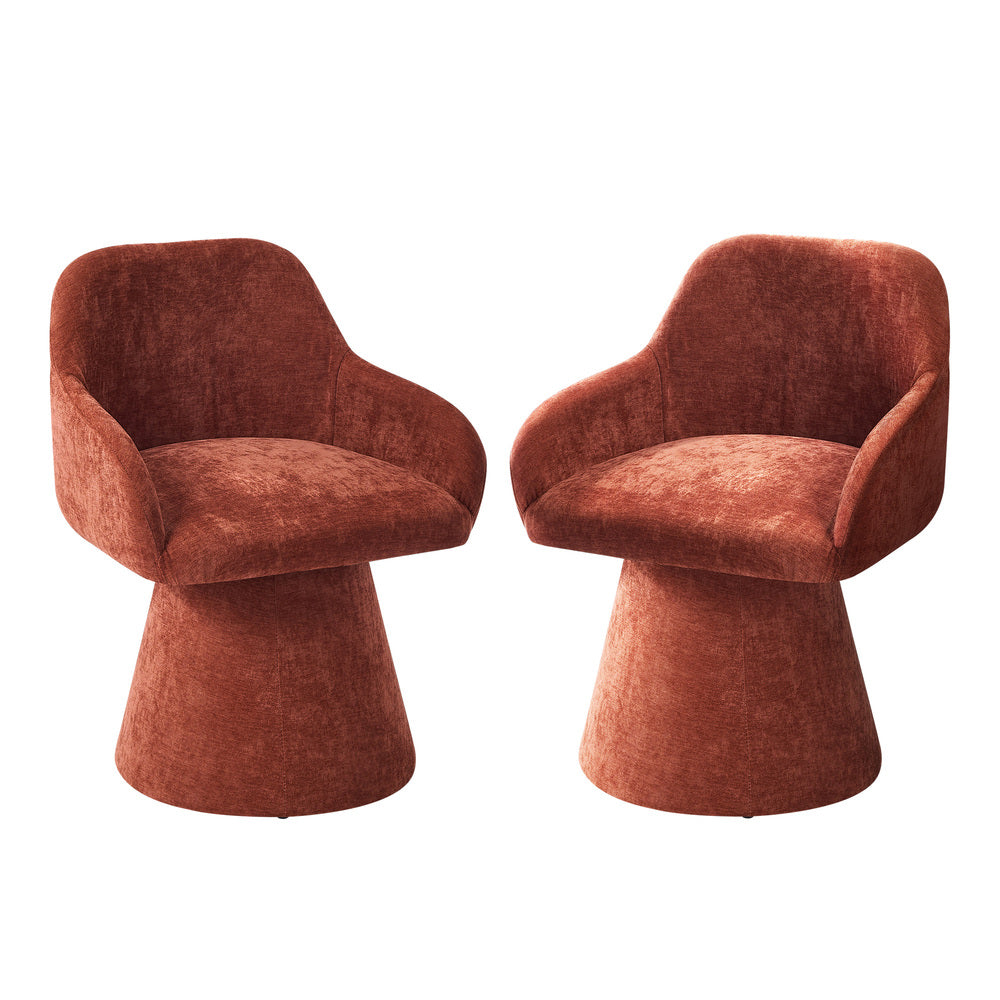 Oikiture 2x Dining Chair Swivel Lounge Accent Polyester Linen Red