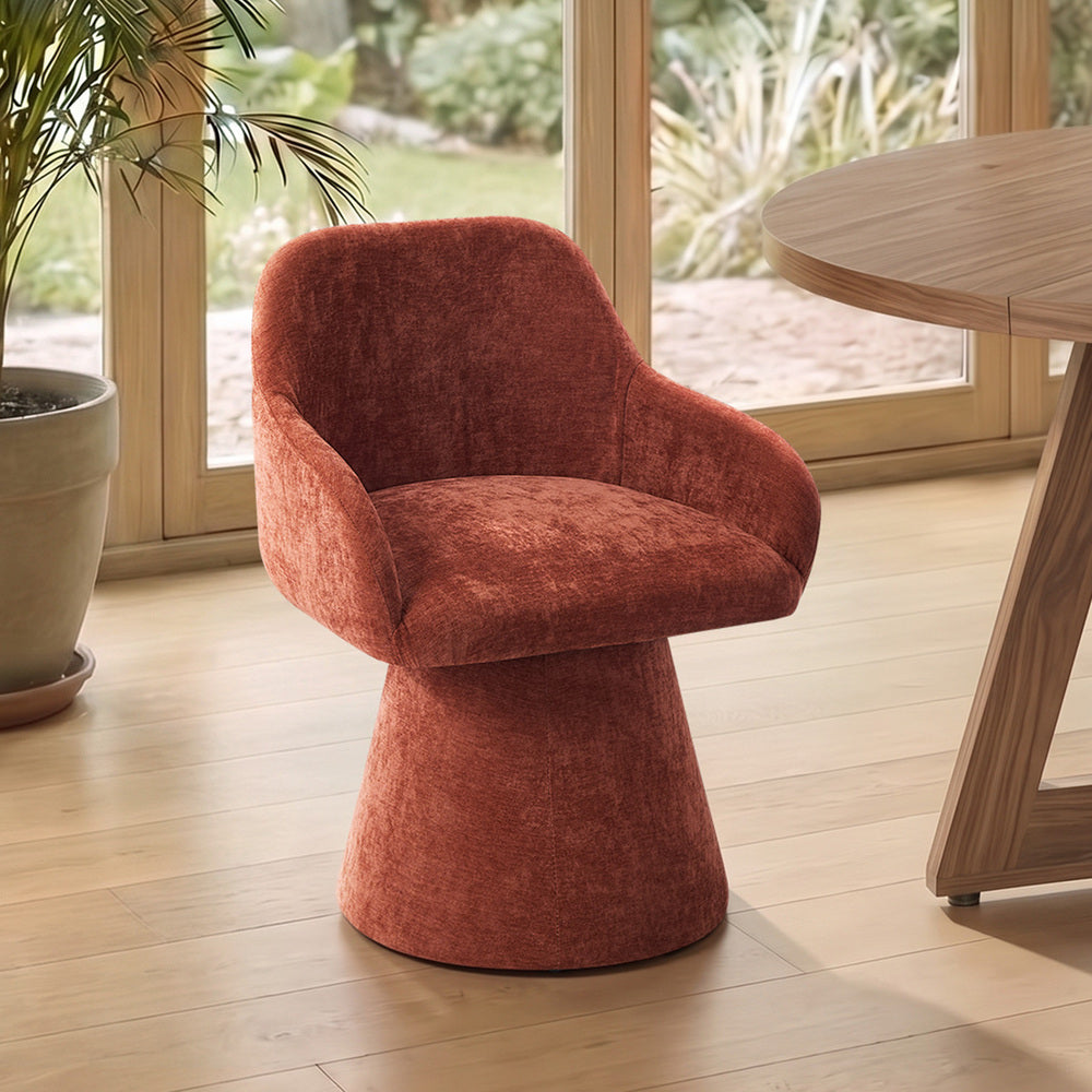 Oikiture 2x Dining Chair Swivel Lounge Accent Polyester Linen Red