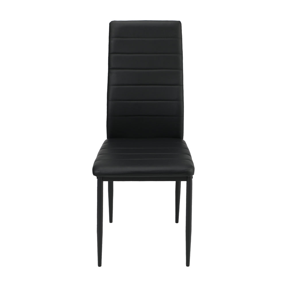 Oikiture 6PCS Dining Chairs High-Back Faux Leather Black