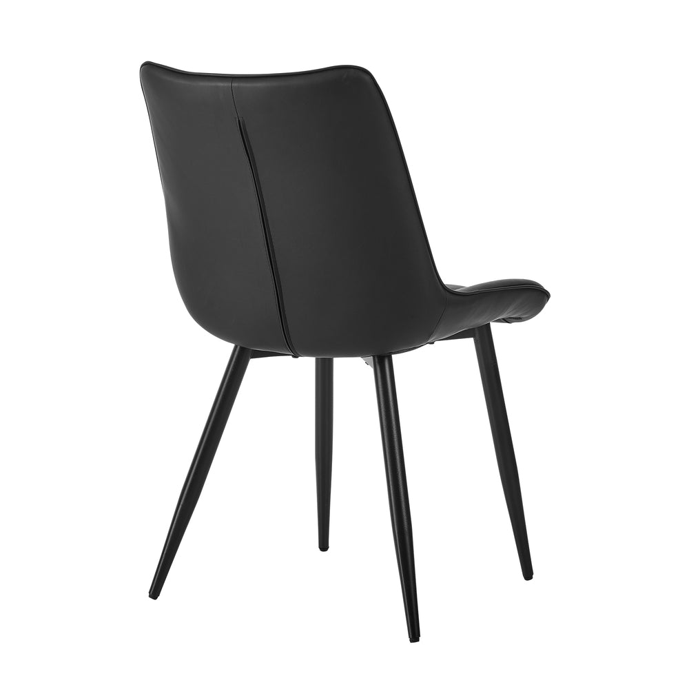 Oikiture 2x Dining Chairs Accent Chair Upholstered PU Leather Black