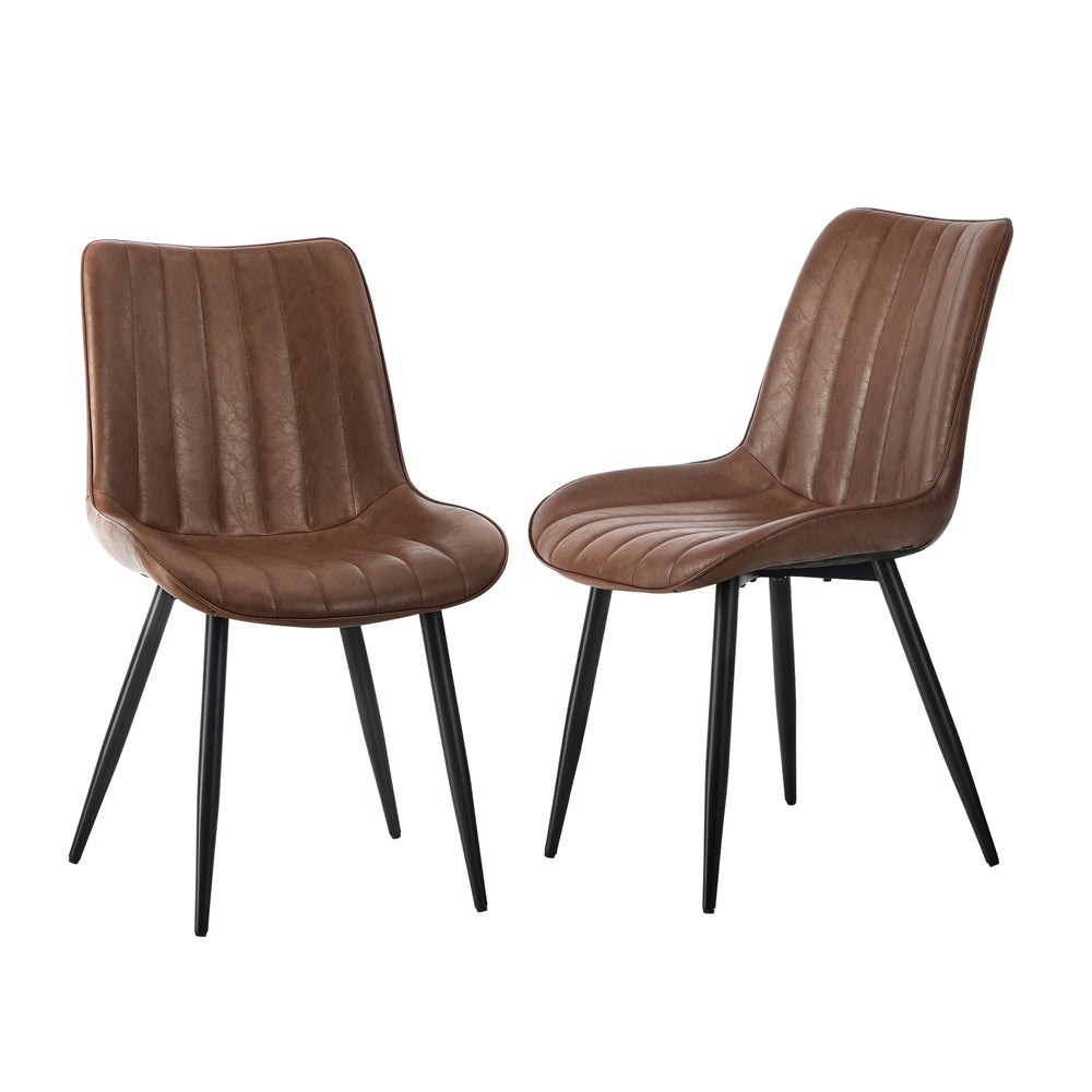 Oikiture 2x Dining Chairs Accent Chair Upholstered PU Leather Brown