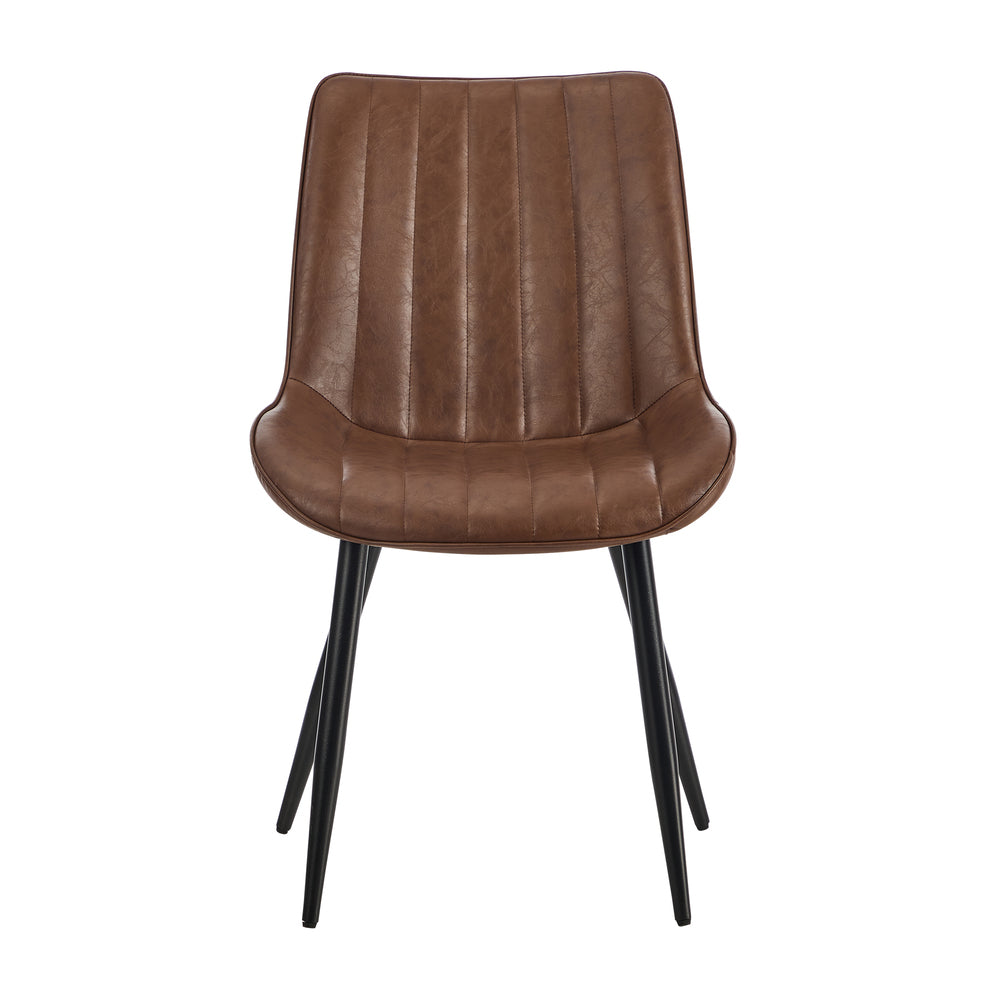 Oikiture 2x Dining Chairs Accent Chair Upholstered PU Leather Brown