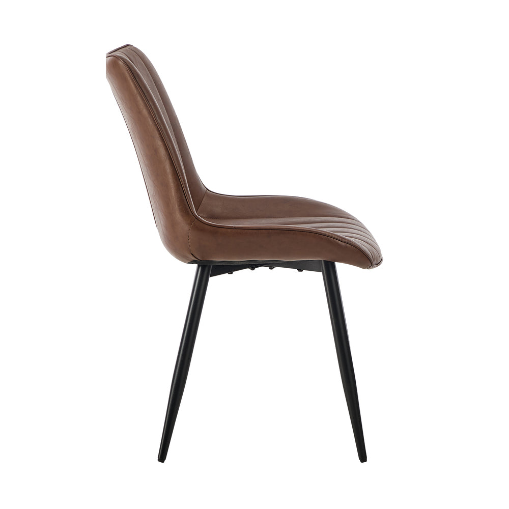 Oikiture 2x Dining Chairs Accent Chair Upholstered PU Leather Brown