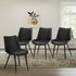 4x Dining Chairs, Kitchen Accent Upholstered PU Leather Seats, Black Colour
