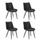 4x Dining Chairs, Kitchen Accent Upholstered PU Leather Seats, Black Colour