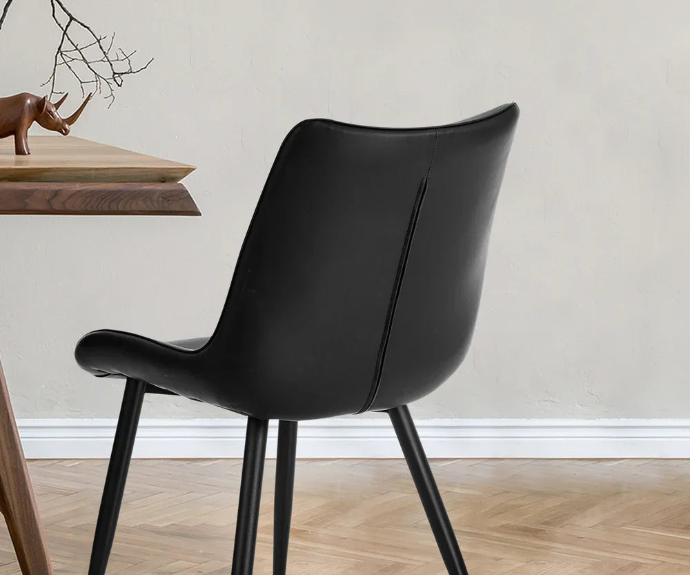 2x Dining Chairs Kitchen Chairs Upholstered PU Leather Black