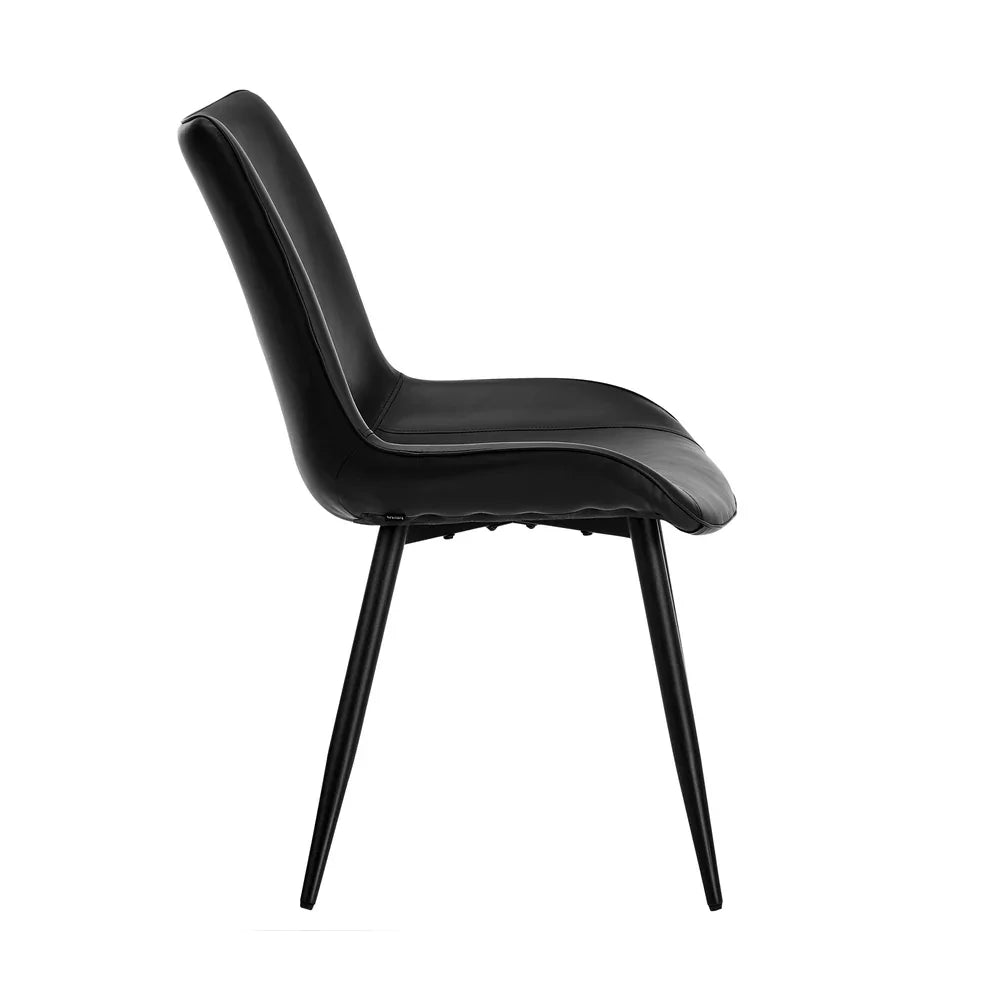 2x Dining Chairs Kitchen Chairs Upholstered PU Leather Black