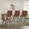 4x Dining Chairs, Kitchen Accent Upholstered PU Leather Seats, Brown Colour