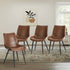 4x Dining Chairs, Kitchen Accent Upholstered PU Leather Seats, Brown Colour