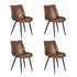 4x Dining Chairs, Kitchen Accent Upholstered PU Leather Seats, Brown Colour