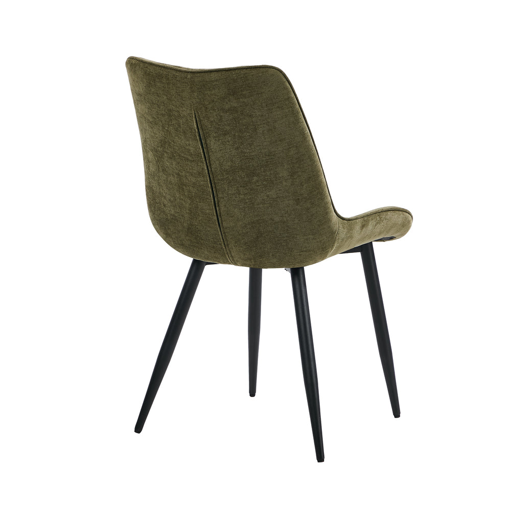 2x Accent Dining Chairs, Upholstered Linen Fabric Seating, Green Colour