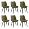 6x Accent Dining Chairs, Upholstered Linen Fabric Seating, Green Colour