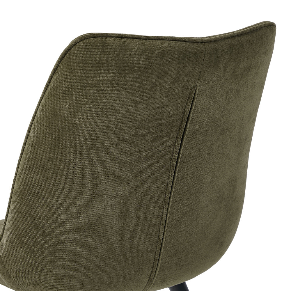 6x Accent Dining Chairs, Upholstered Linen Fabric Seating, Green Colour