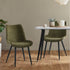 6x Accent Dining Chairs, Upholstered Linen Fabric Seating, Green Colour