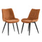 2x Accent Dining Chairs, Upholstered Linen Fabric Seating, Orange Colour