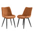 2x Accent Dining Chairs, Upholstered Linen Fabric Seating, Orange Colour