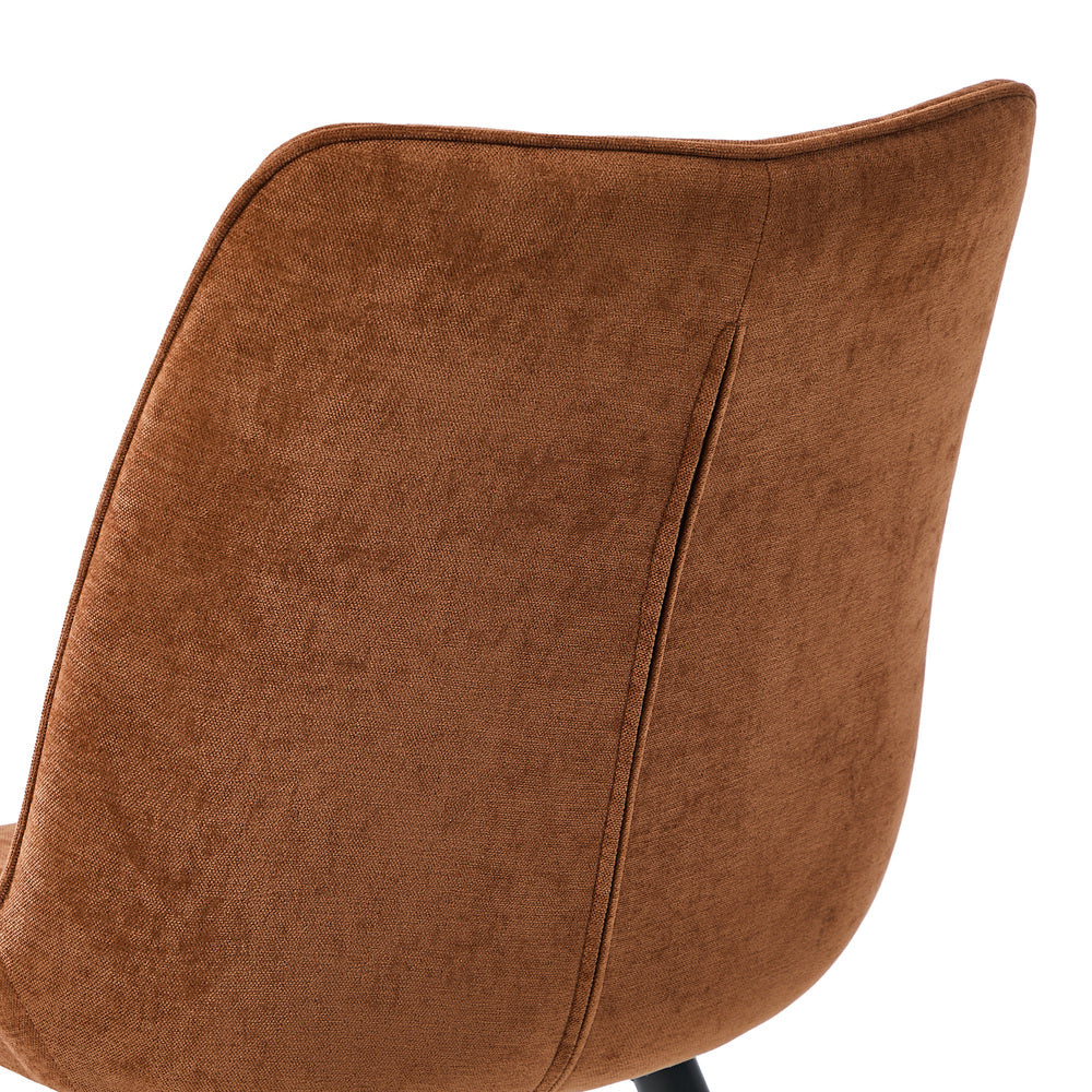 2x Accent Dining Chairs, Upholstered Linen Fabric Seating, Orange Colour