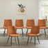 6x Accent Dining Chairs, Upholstered Linen Fabric Seating, Orange Colour