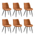 6x Accent Dining Chairs, Upholstered Linen Fabric Seating, Orange Colour