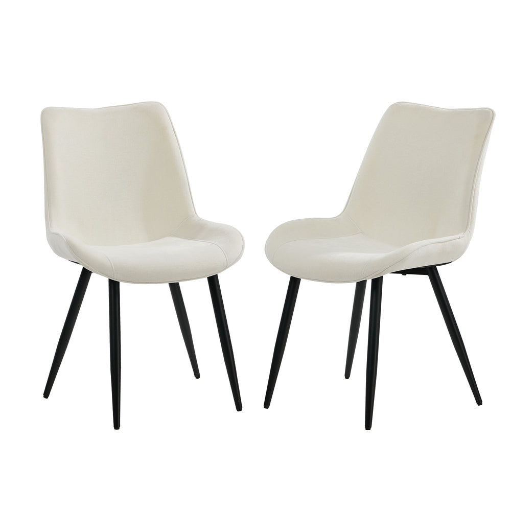 2x Accent Dining Chairs Upholstered Linen Fabric White