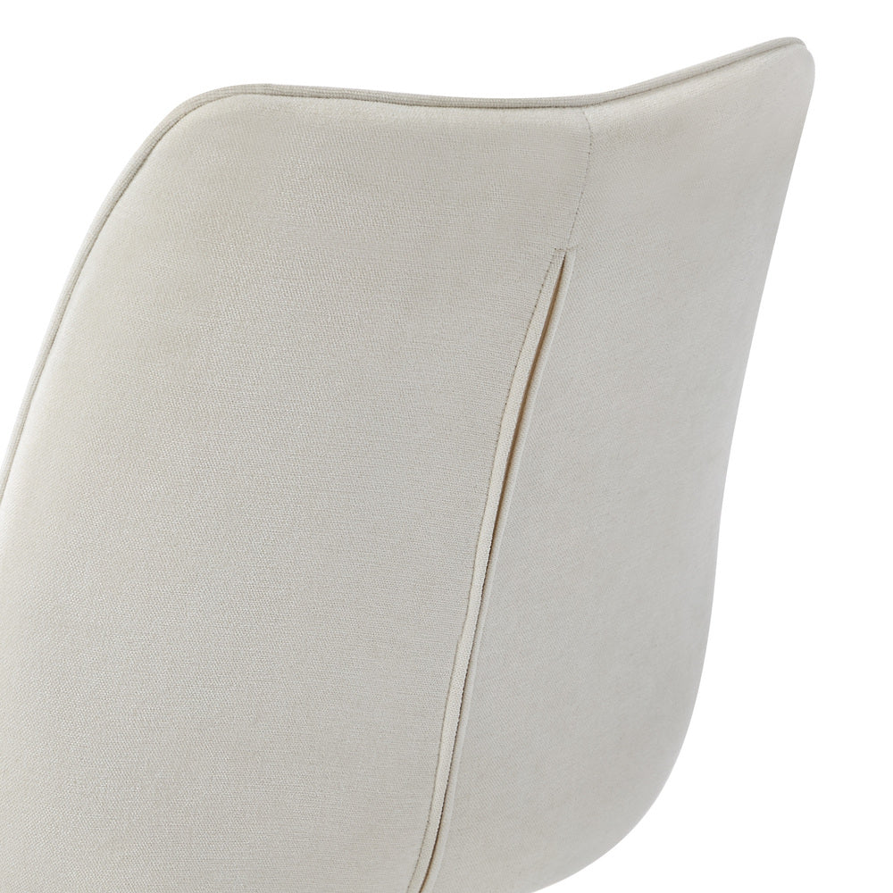 2x Accent Dining Chairs Upholstered Linen Fabric White