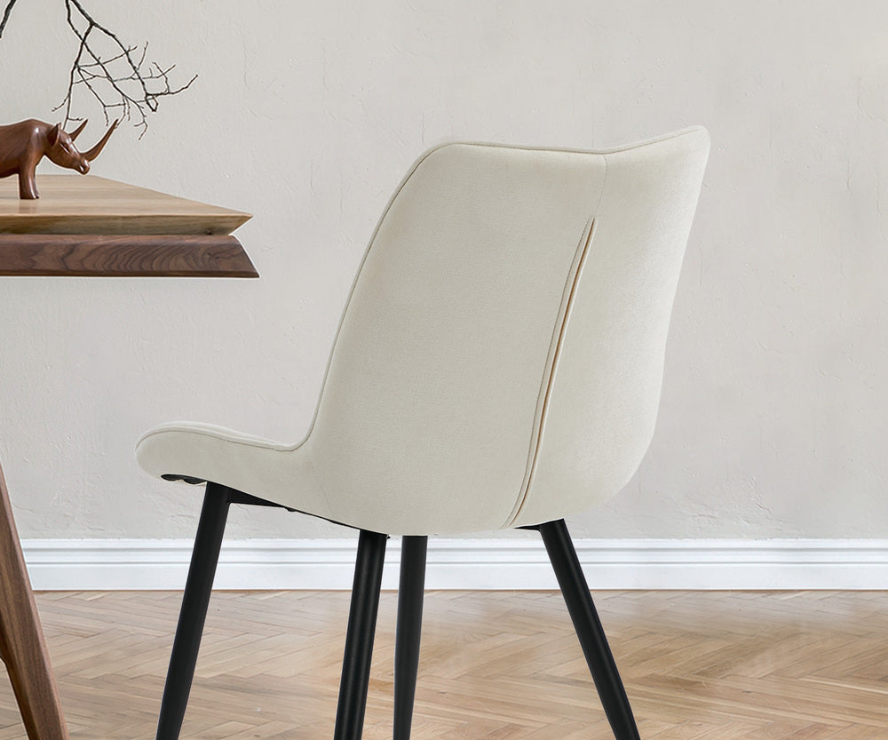 2x Accent Dining Chairs Upholstered Linen Fabric White