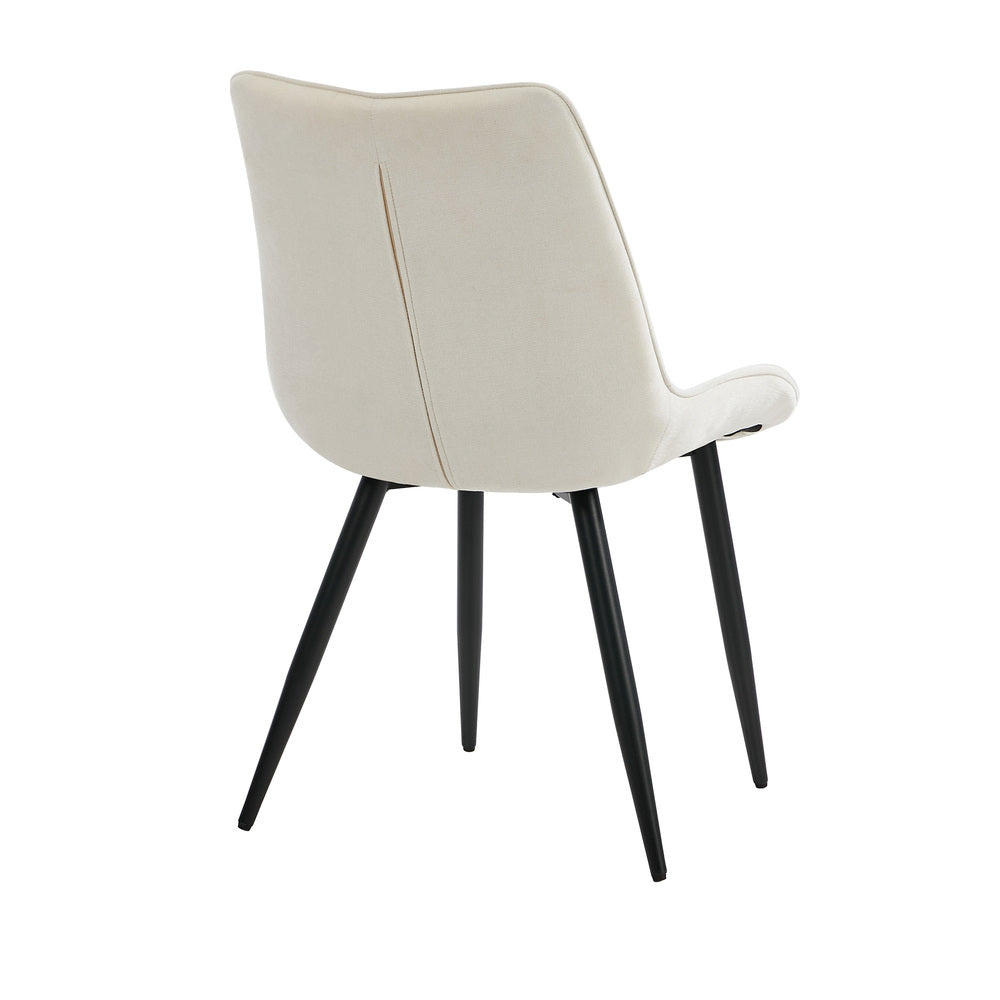 2x Accent Dining Chairs Upholstered Linen Fabric White